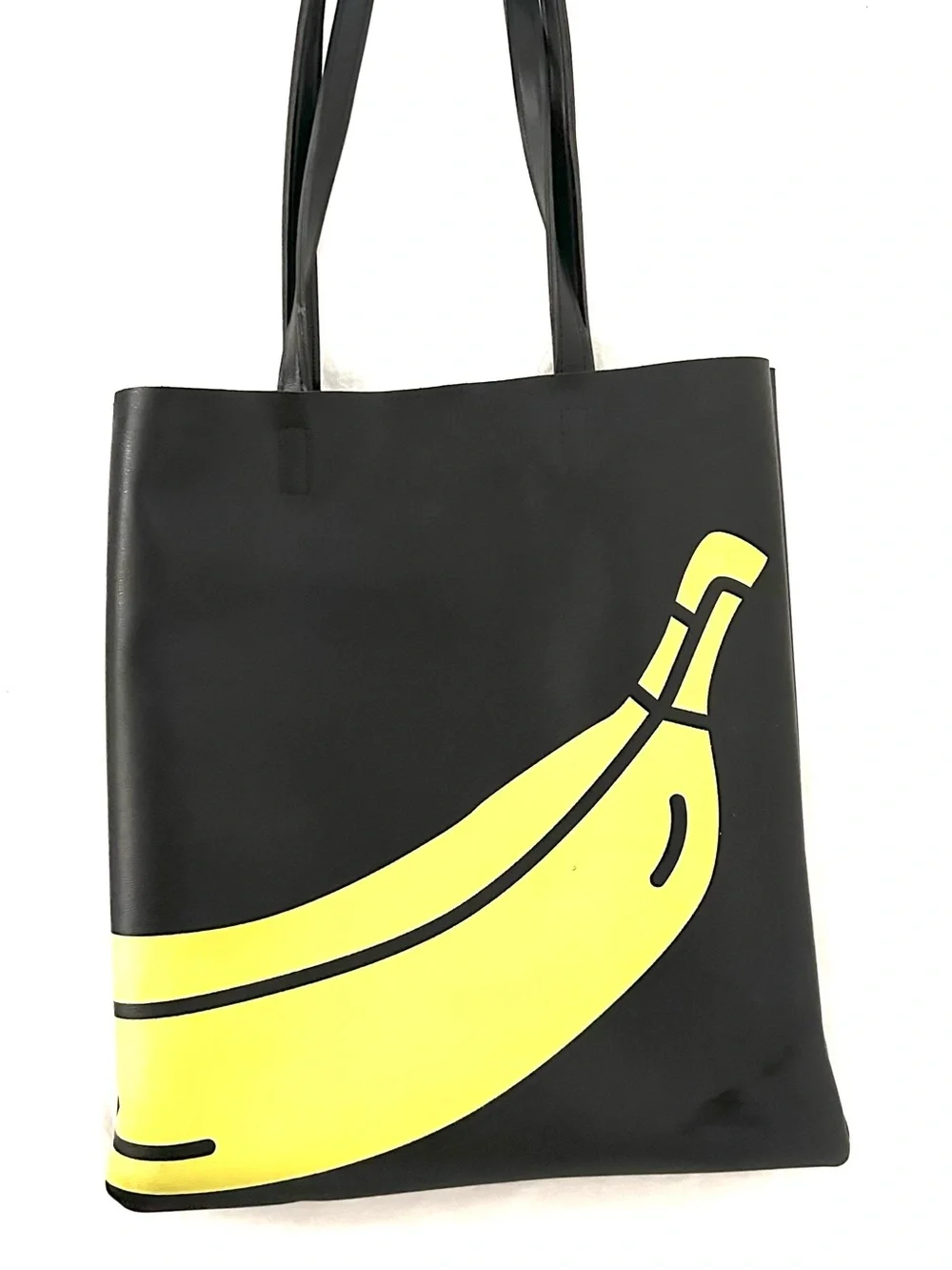 Miniso Banana Graphic Print Tote Bag (PVC) in Black & Yellow